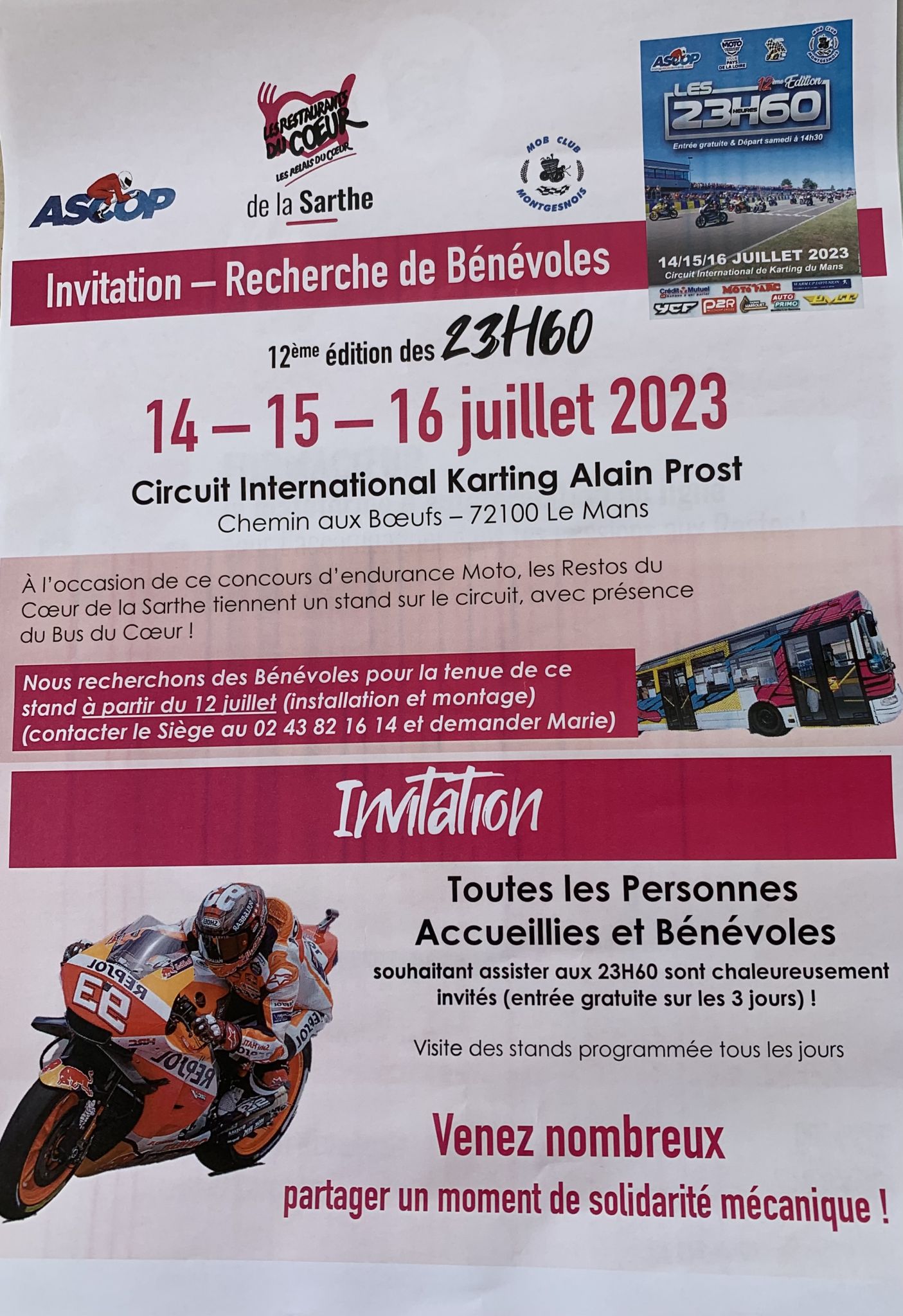 INVITATION - RECHERCHE BENEVOLES : Les Restos SARTHE
